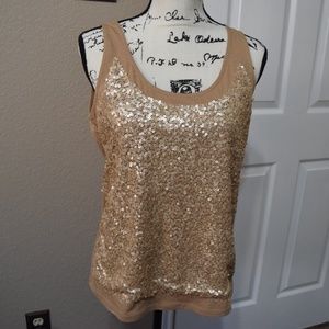 Talbots Sequin Tan Tank Petites Sz L
